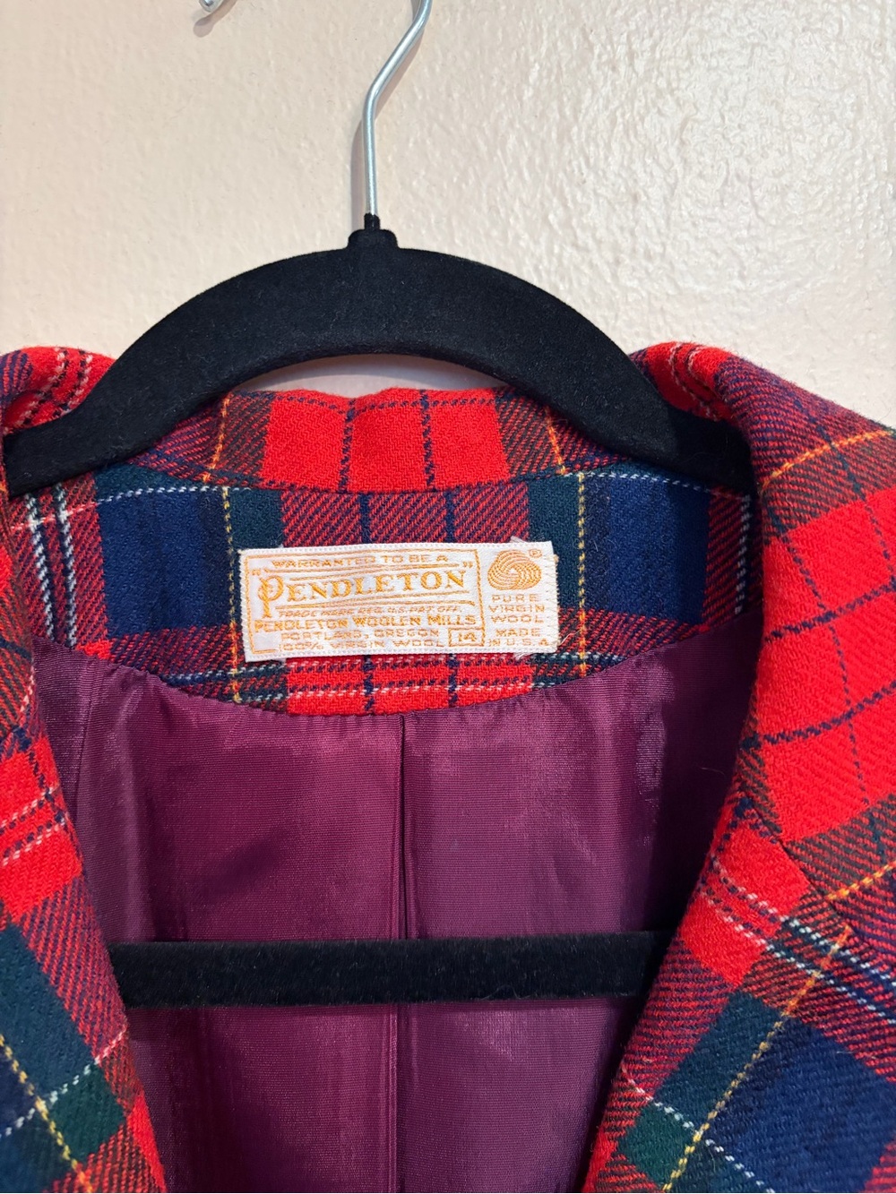 Pendleton Classic Red Plaid Wool Blazer, Preppy College, size 14 - Picture 2 of 8
